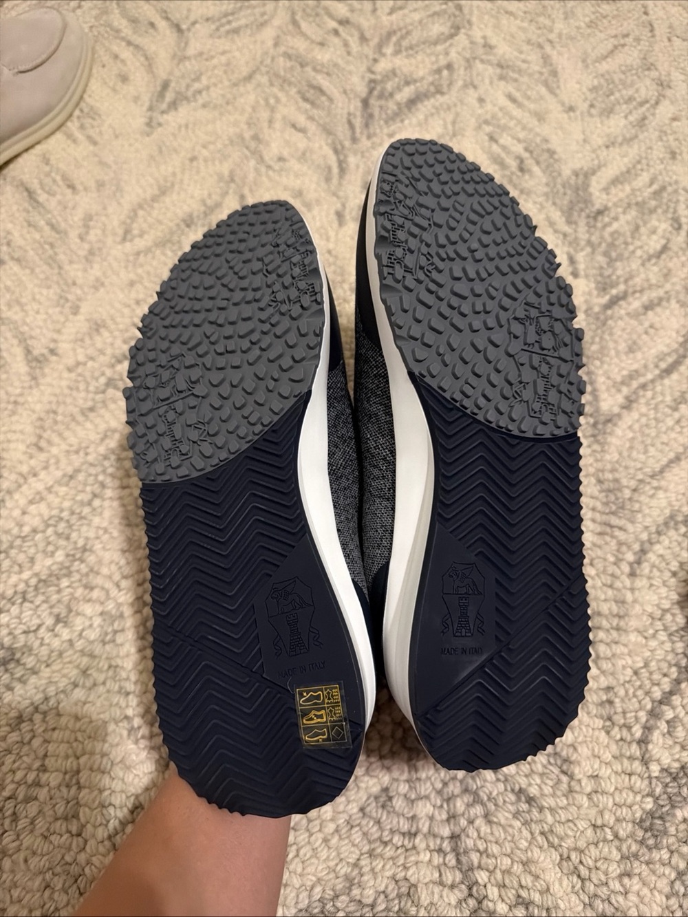 Brunello Cucinelli Navy and Gray Knit Lace-Up Sneakers - Picture 6 of 11